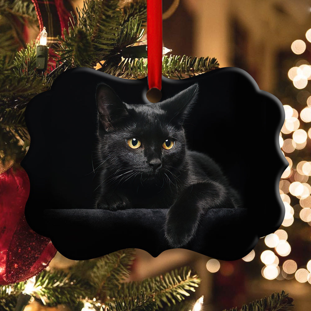 Black Cat Lover Kitty Horizontal Ornament 1