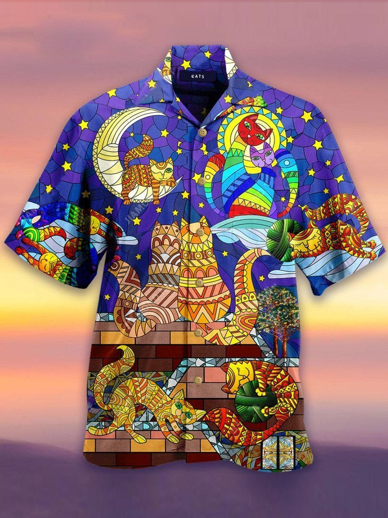 Cat Hippie Life Is Colorful Hippie Style Hawaiian Shirt