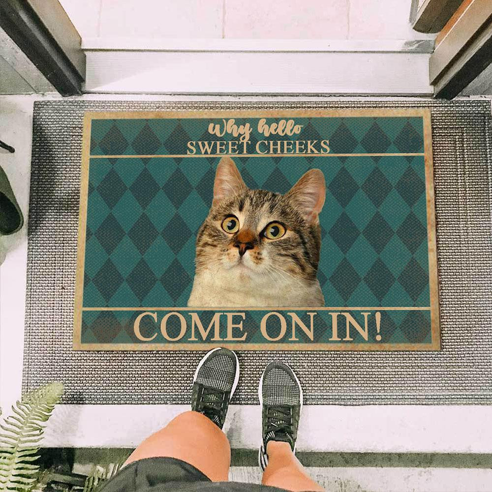 Cat Staring Easy Clean Welcome DoorMat
