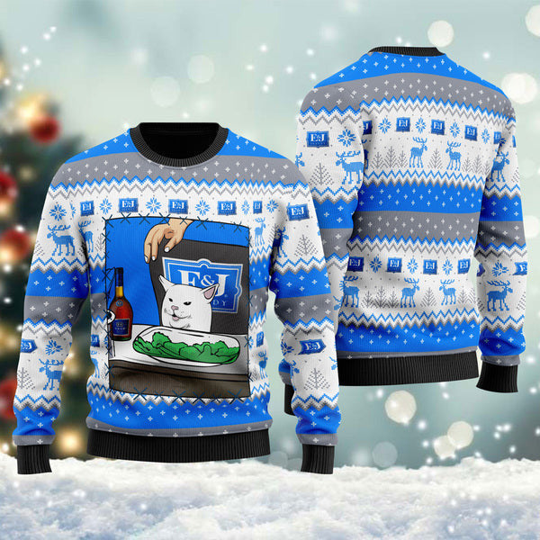 E&J Brandy Cat Meme Christmas Ugly Sweater