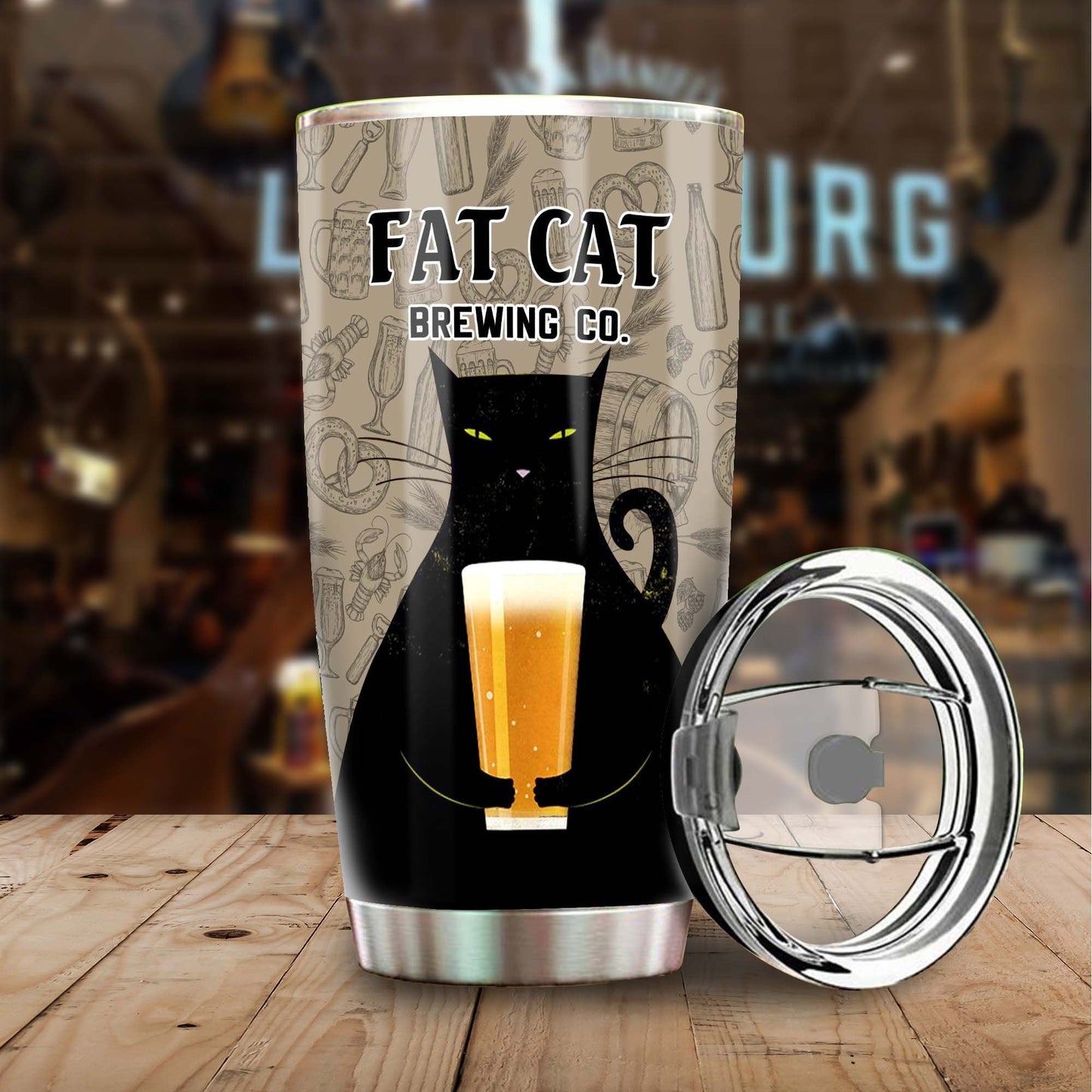 Fat Cat Mom Beer Lover Personalized Tumbler 1