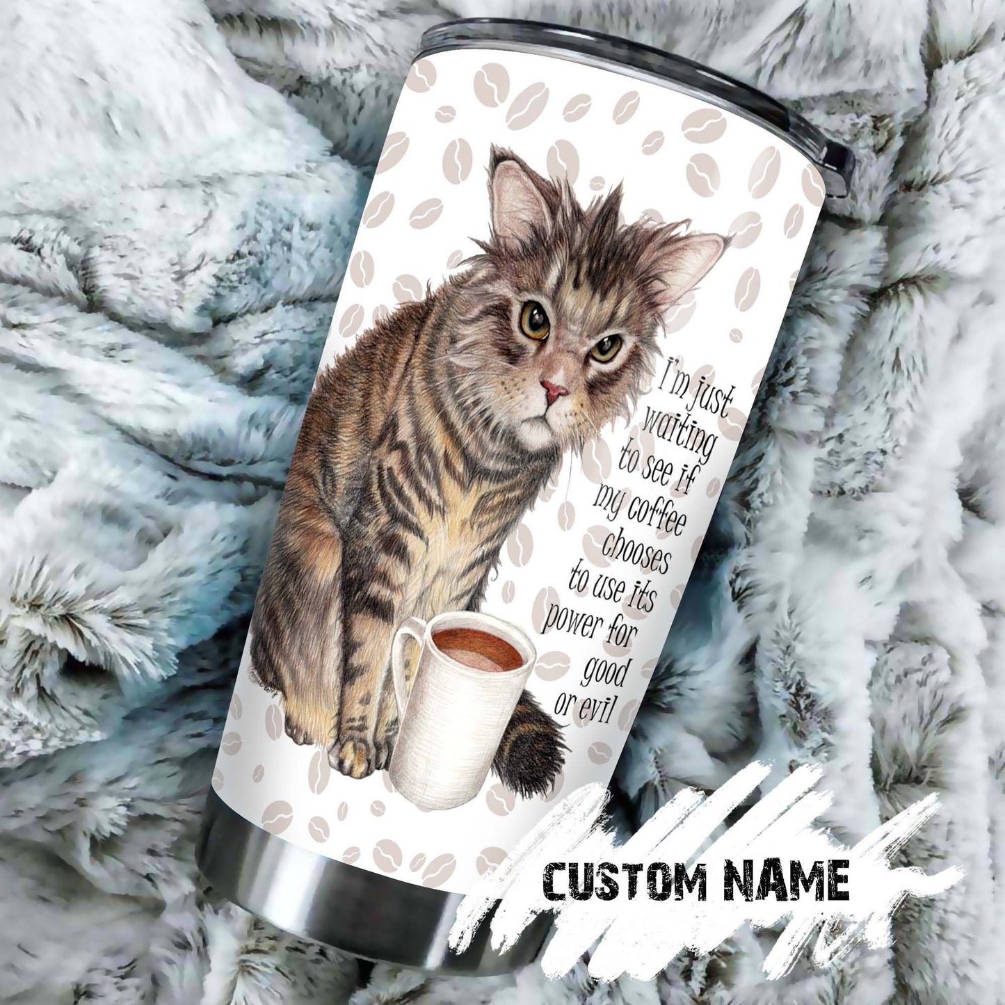 Tabby Cat Watch My Coffee Personalized Tumbler 1