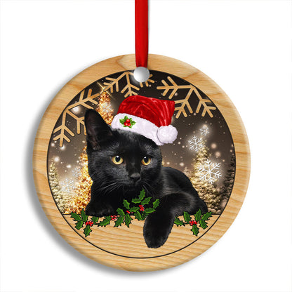 Two Black Cats Cute Kitty Cat Xmas Round Christmas Ornament