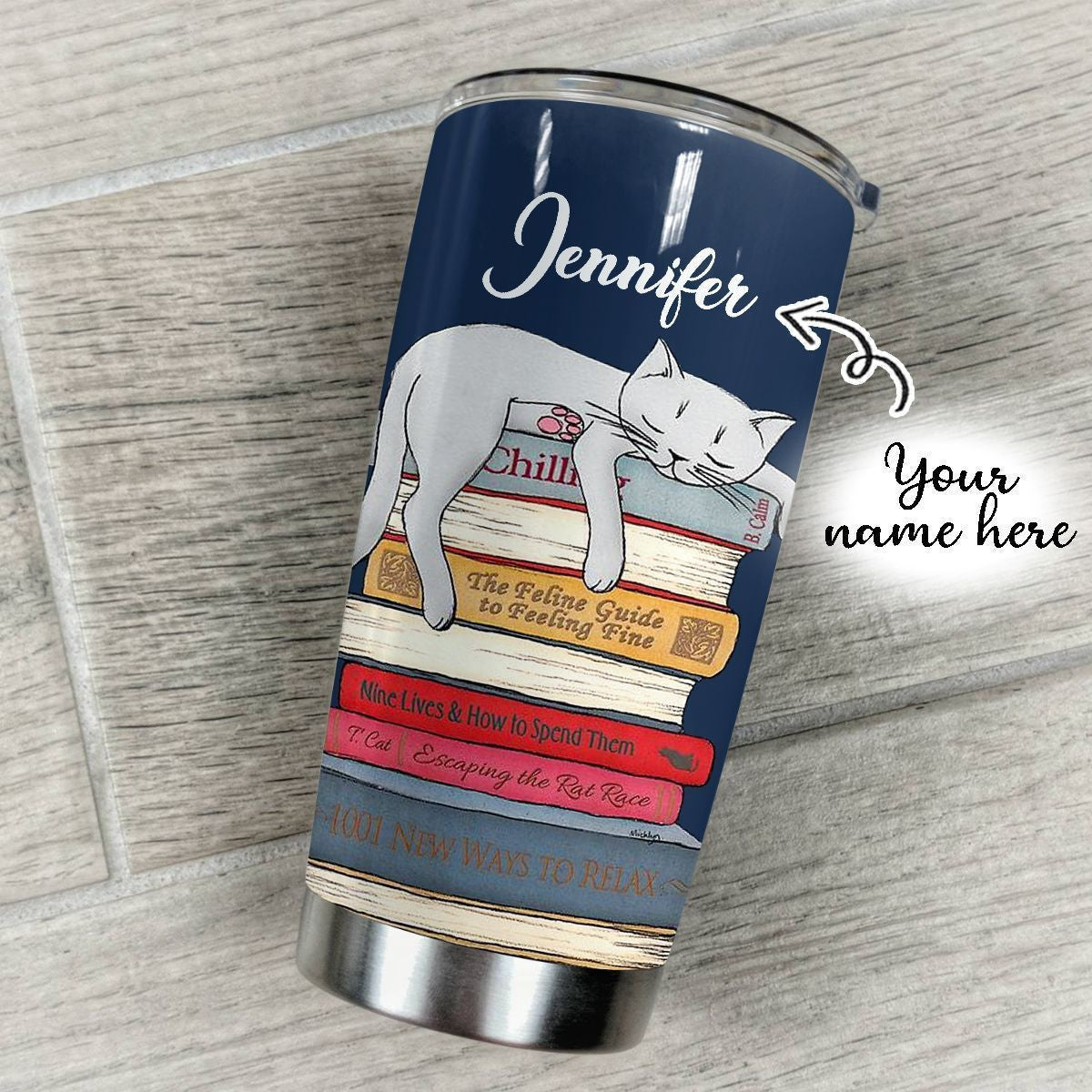 A Girl Who Really Loved Cats And Books Personalized Tumbler