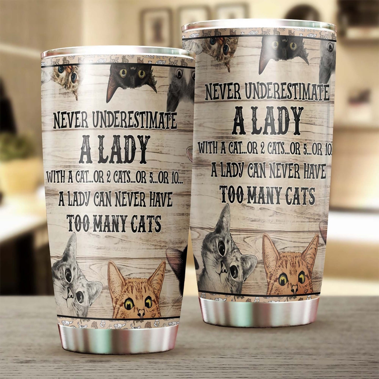 A Lady Can Never Have Too Many Cats Personalized Tumbler