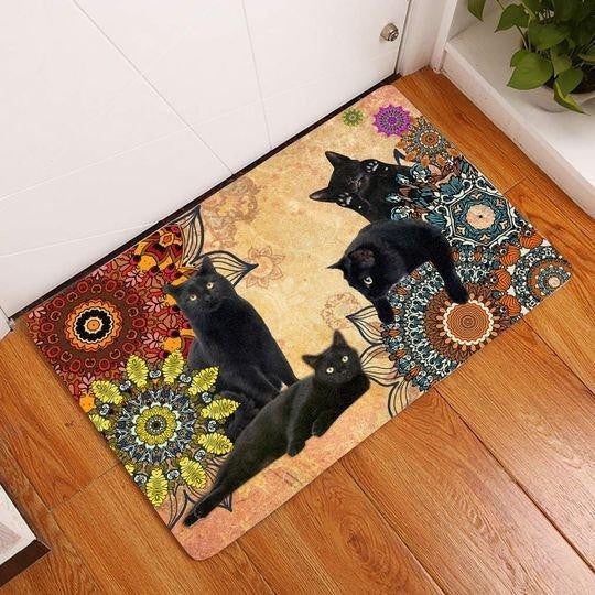 Amazing Black Cat Welcome DoorMat