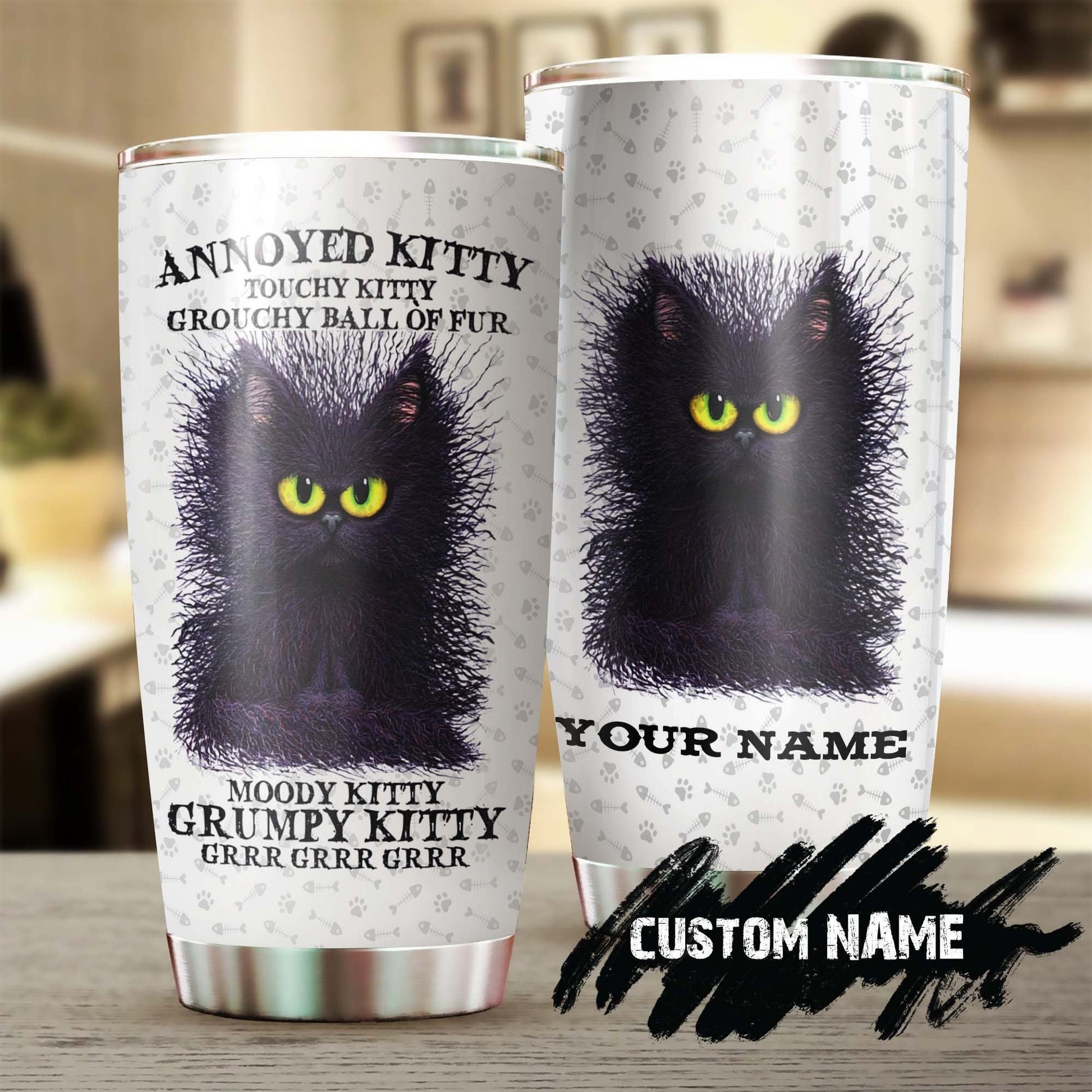 Annoyed Kitty Black Cat Grumpy Kitty Personalized Tumbler