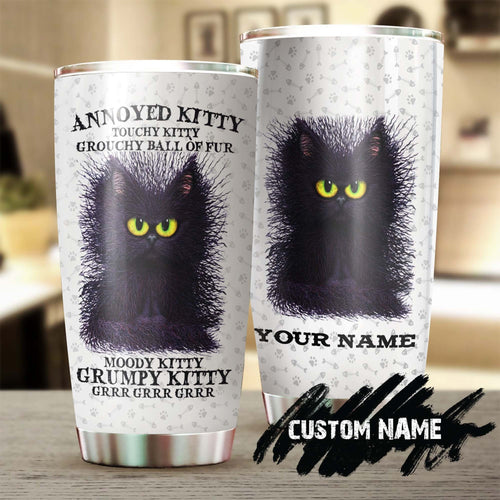 Annoyed Kitty Black Cat Grumpy Kitty Personalized Tumbler