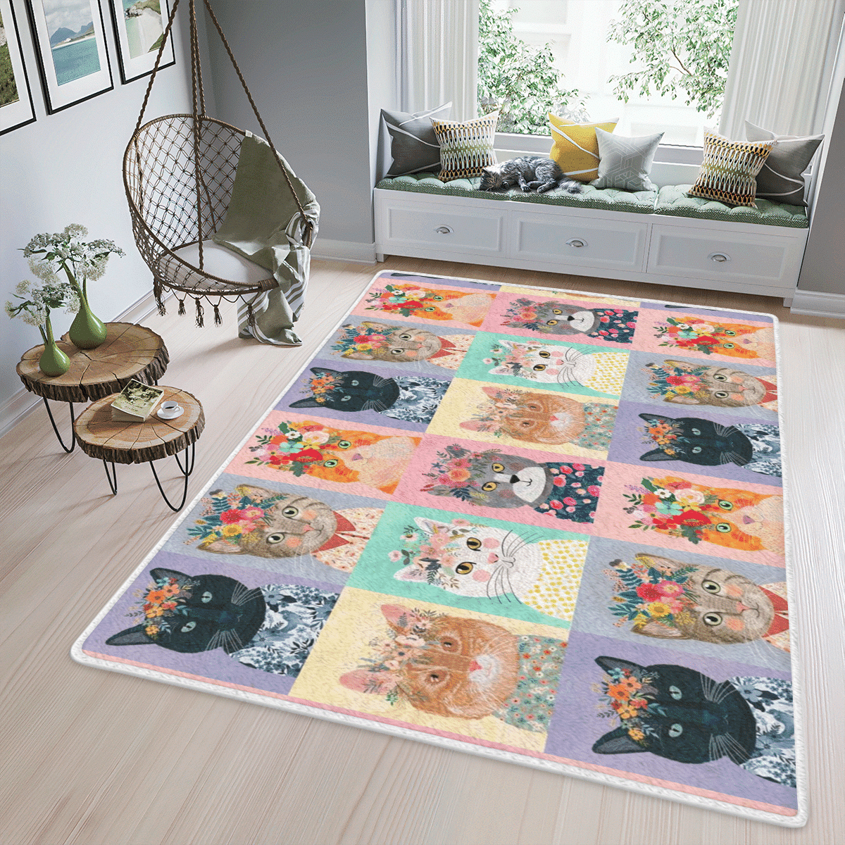 Area Rectangle Cat Rectangle Rug Home Decor
