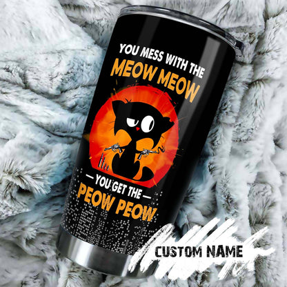 Assassin Funny Cat Mess The Meow Get The Peow Personalized Tumbler 1