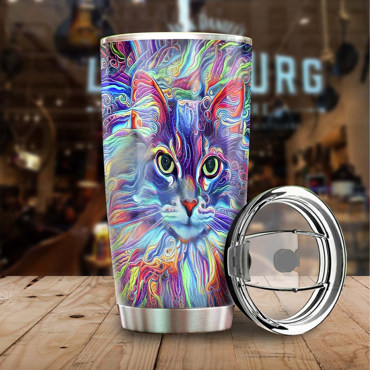 Beautiful Cat Art Painting Personalized Tumbler 1