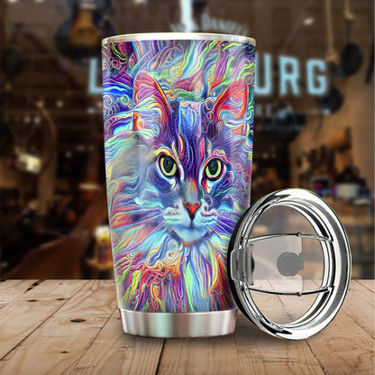 Beautiful Cat Art Painting Personalized Tumbler 1