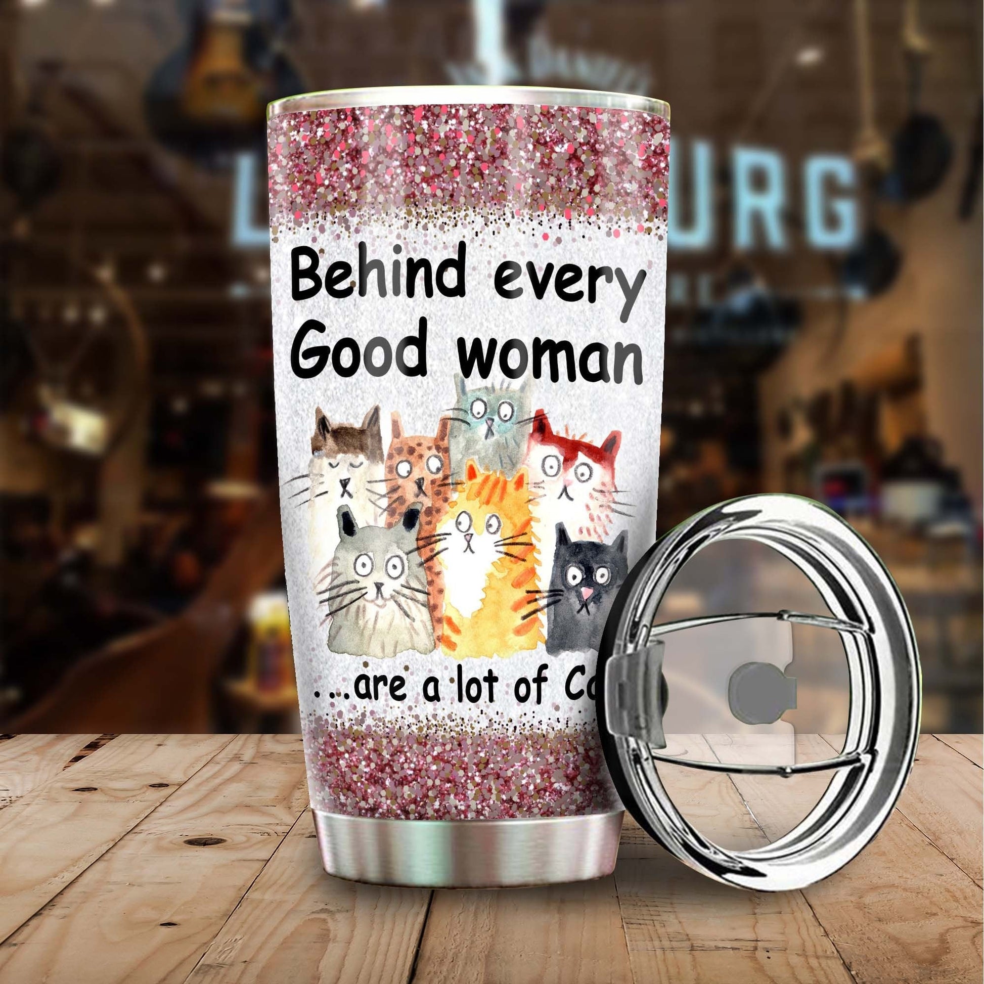 Behind Every Good Woman Are A Lot Of Cats Personalized Tumbler 1