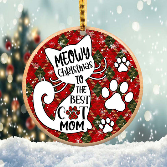 Best Cat Mom Round Christmas Ornament