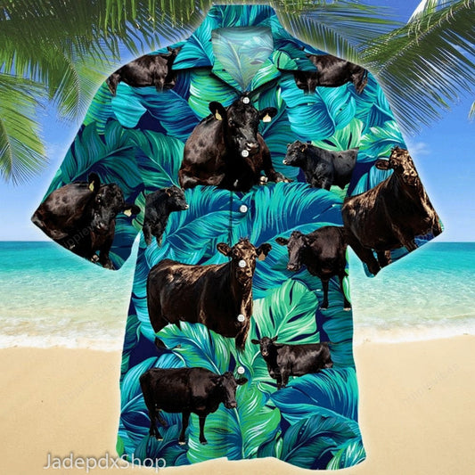 Black Angus Cow Cattle Hawaiian Shirt