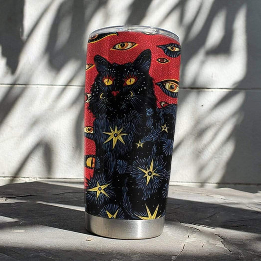 Black Cat Design Stainless Steel Tumbler