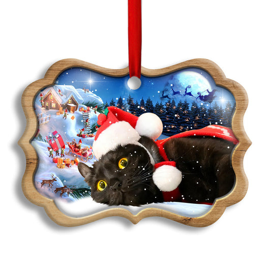 Black Cat Happy Xmas Light Decor Tree Hanging Ornament