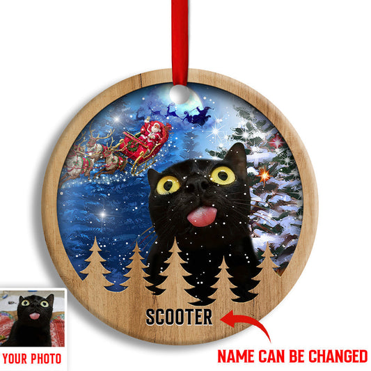 Black Cat Light Decor Tree Hanging Personalized Ornament