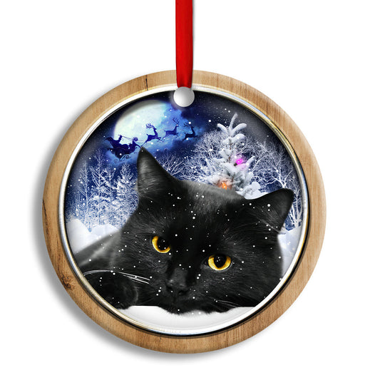 Black Cat Love Ceramic Ornament