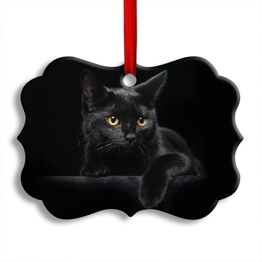 Black Cat Lover Kitty Horizontal Ornament