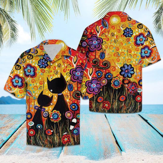 Black Cat Paradise Hawaiian Shirt
