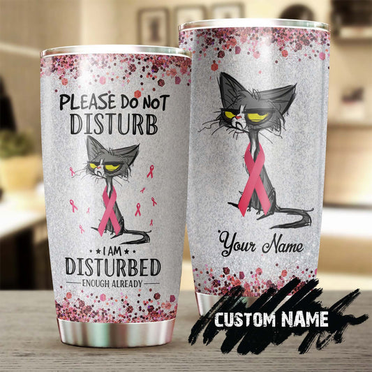 Black Cat Please Do Not Disturb Personalized Tumbler