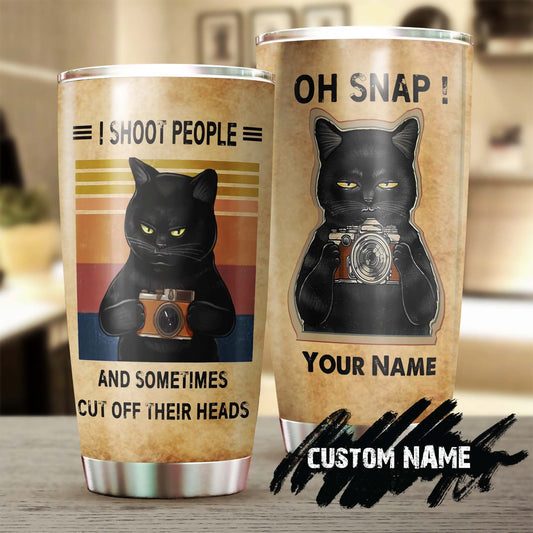 Black Cat Shoot People Photography Personalized Tumbler