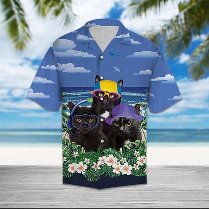 Black Cat Summer Beach Hawaiian Shirt 1
