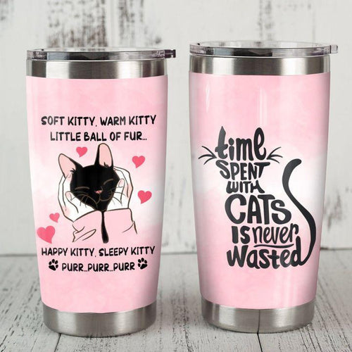 Black Cat Time Spent With Cats Never Wasted Tumbler