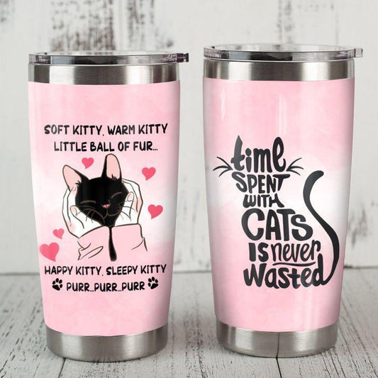 Black Cat Time Spent With Cats Never Wasted Tumbler