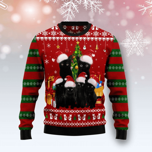Black Cat Ugly Christmas Sweater