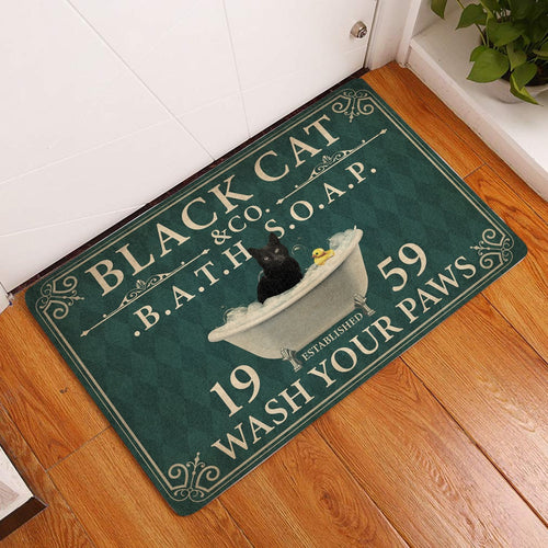 Black Cat All Over Printing Doormat