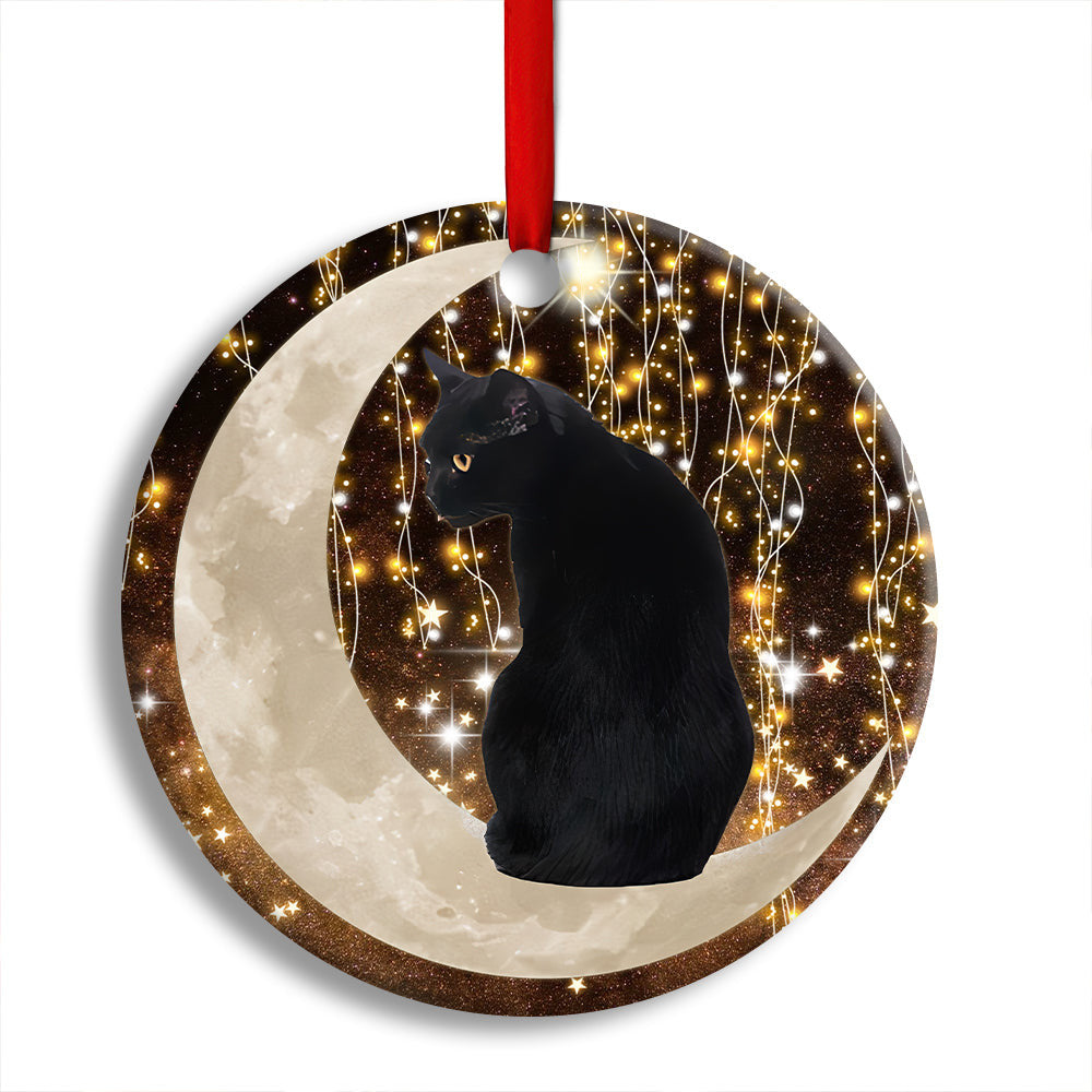 Black Cat And Moon Bright Round Christmas Ornament