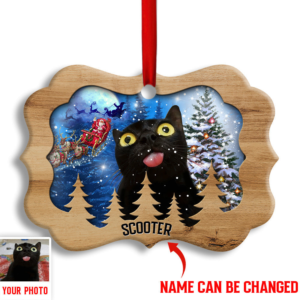 Black Cat Funny Love Xmas Light Decor Tree Hanging Personalized Ornament