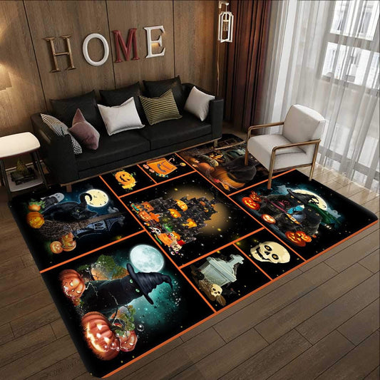 Black Cat Halloween Rectangle Rug Home Decor