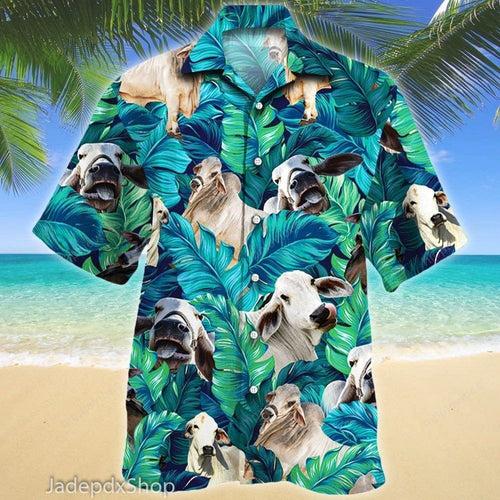 Brahman Cow Cattle Hawaiian Shirt