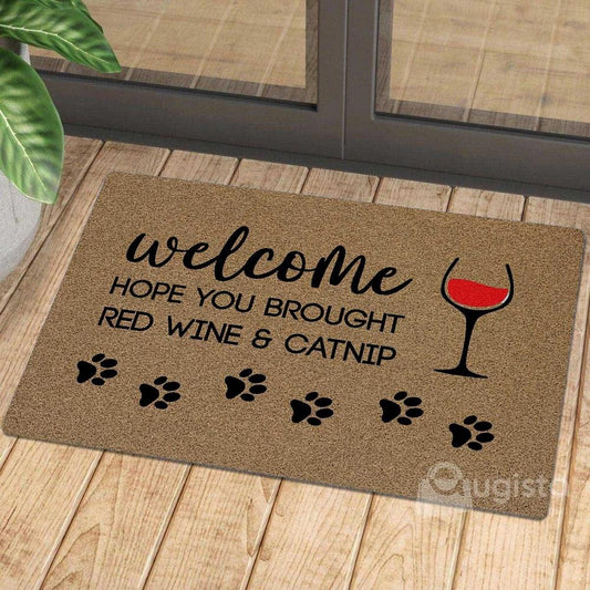 Brought Red Wine And Catnip 01 Doormat