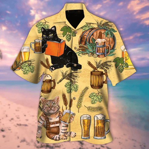 Cat And Beer Hawaiian Shirt