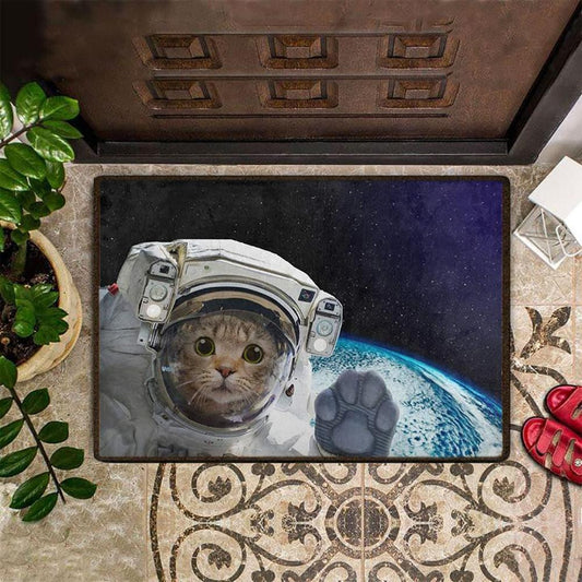 Cat Astronaut Easy Clean Welcome DoorMat