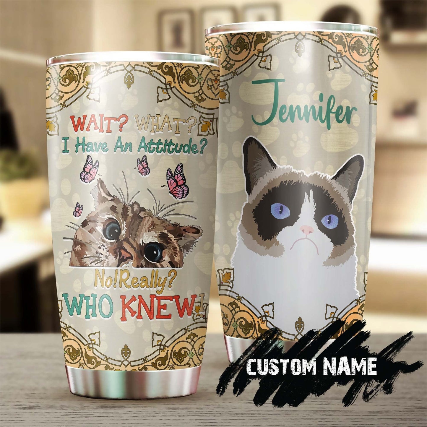 Cat Attitude Really For Cat Lover Personalized Tumbler