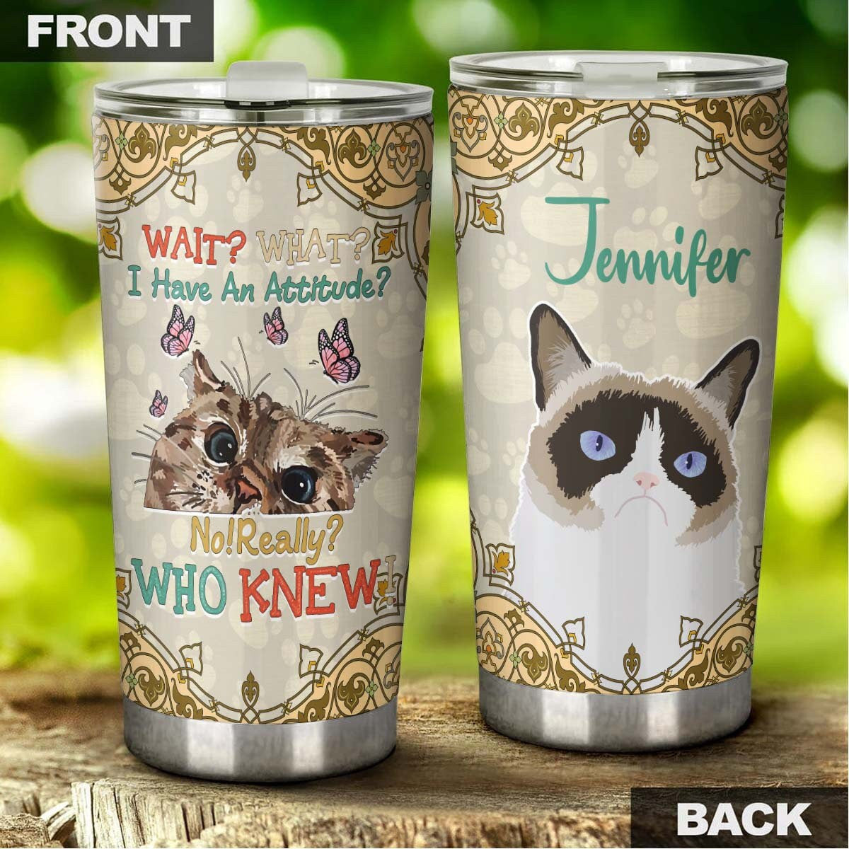 Cat Attitude Really For Cat Lover Personalized Tumbler 1