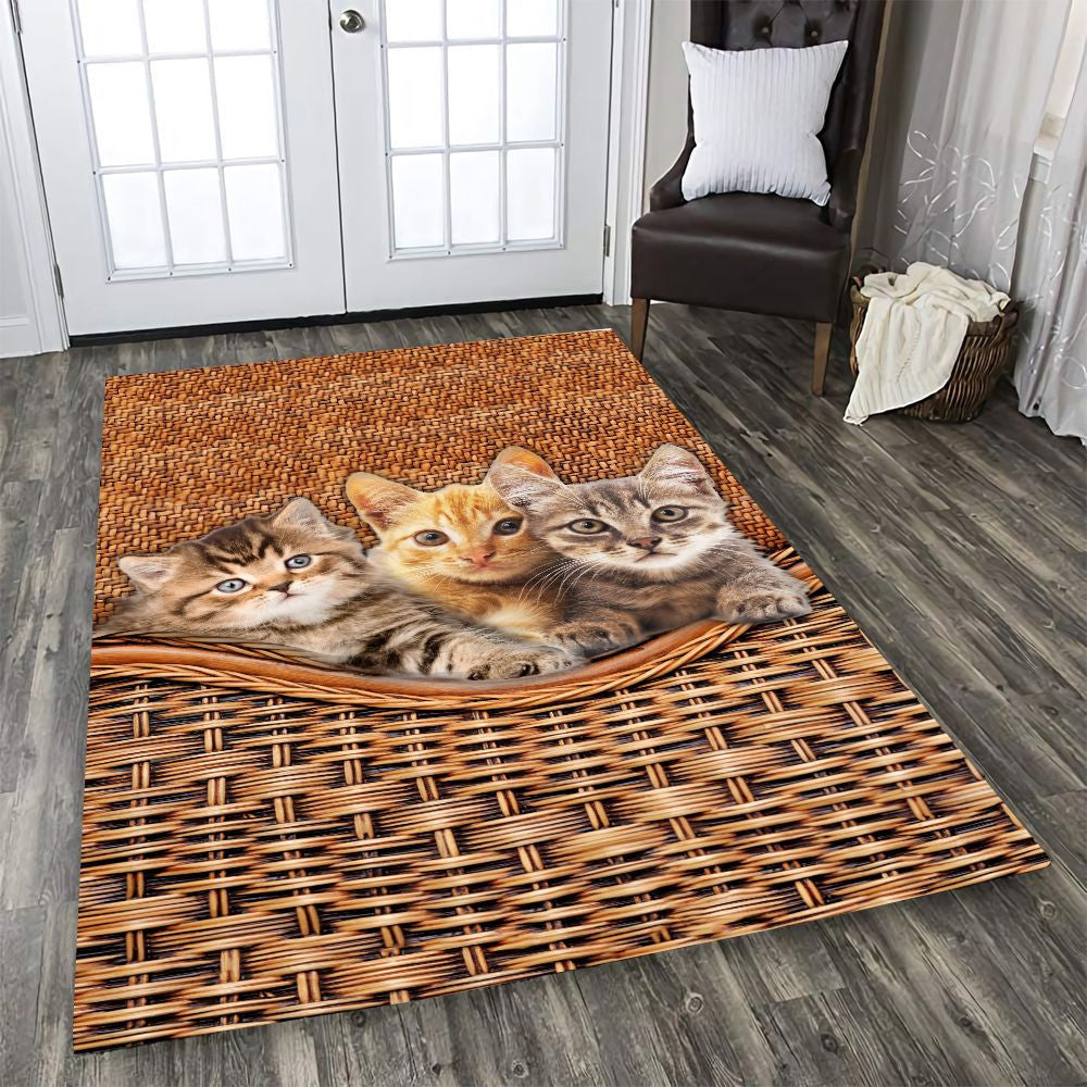 Cat Bamboo Pattern Rectangle Rug Home Decor