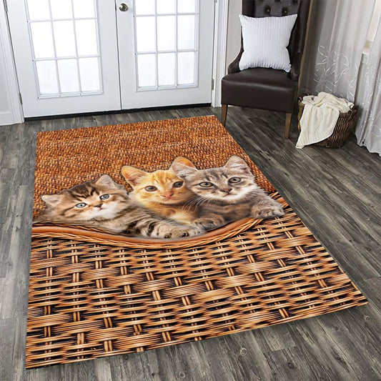 Cat Bamboo Pattern Rectangle Rug Home Decor
