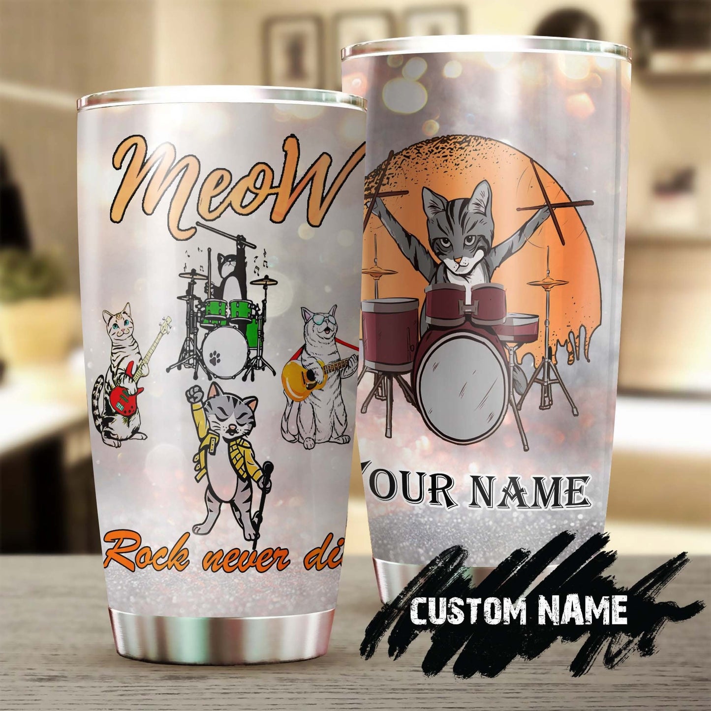 Cat Band Rock Never Die Personalized Tumbler