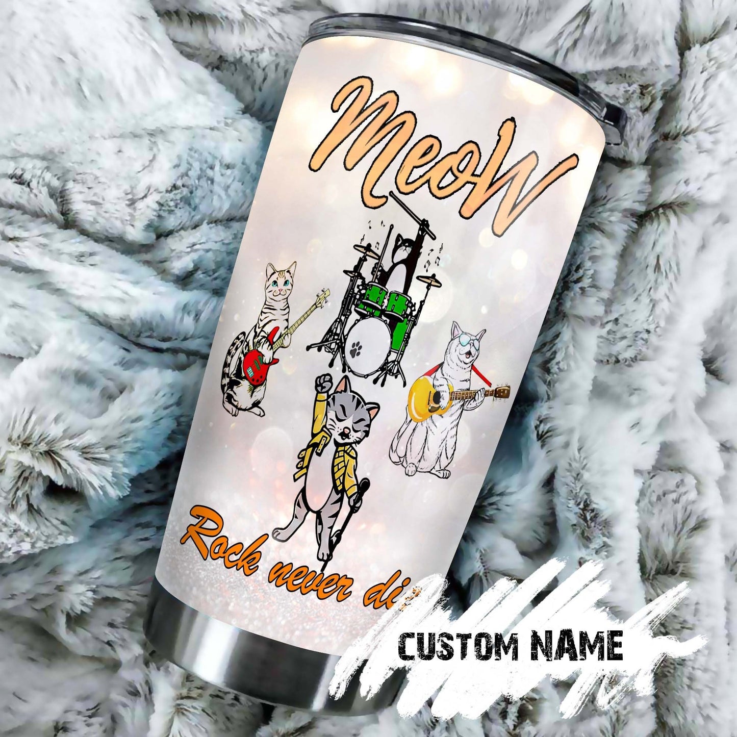 Cat Band Rock Never Die Personalized Tumbler 1