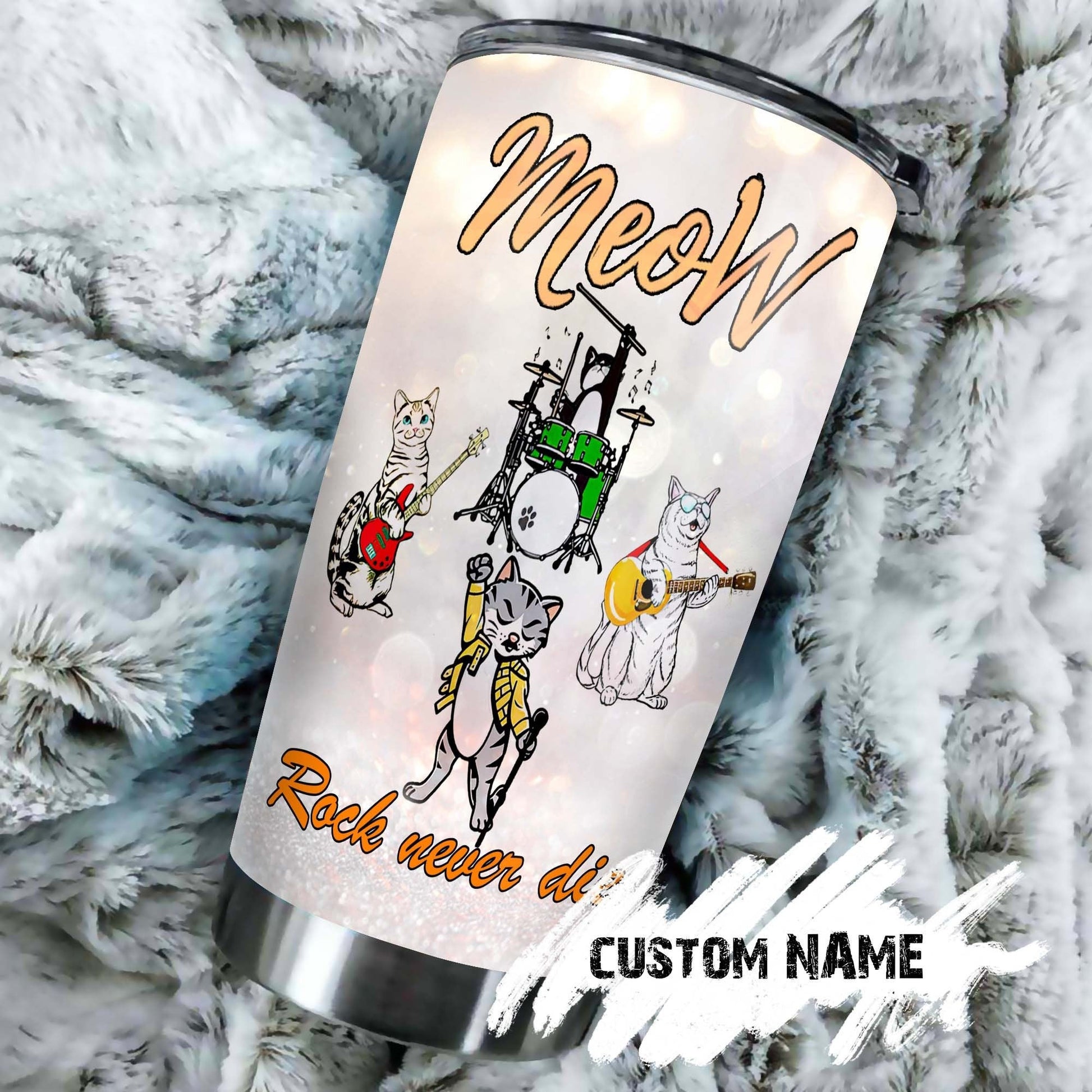 Cat Band Rock Never Die Personalized Tumbler 1