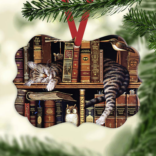 Cat Book Cats In My Bookshelf Horizontal Ornament