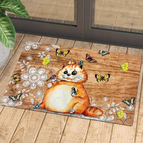 Cat Butterfly Easy Clean Welcome DoorMat