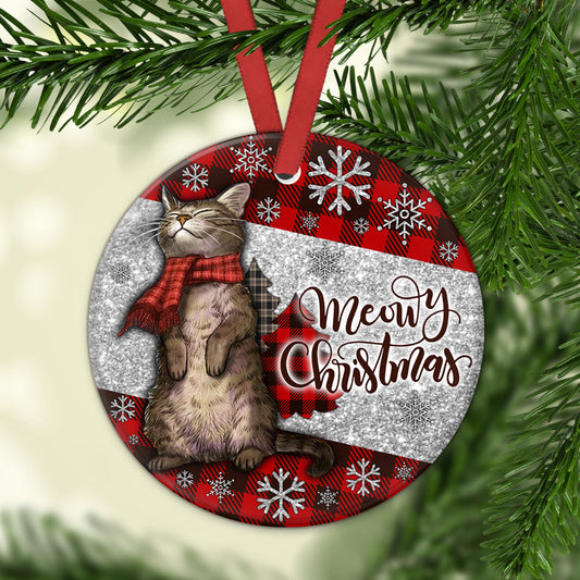 Cat Christmas Art Lovely Style Round Christmas Ornament