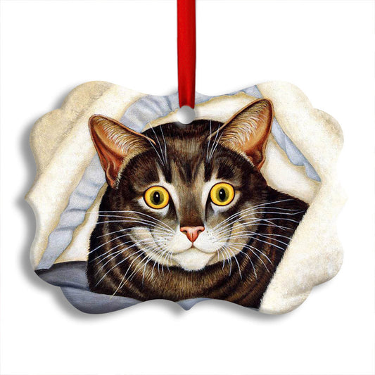 Cat Cute Tabby Art Style Horizontal Ornament